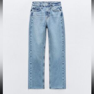 Zara high rise straight ankle jeans